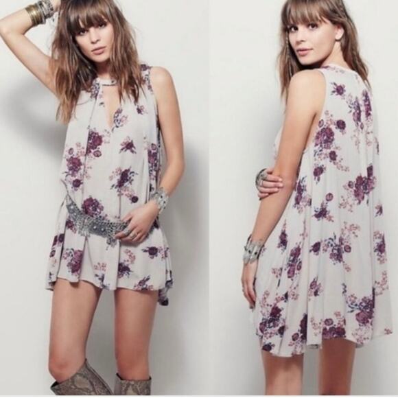 FREE PEOPLE FLORAL SWING DRESS SIZE MED - Picture 1 of 8